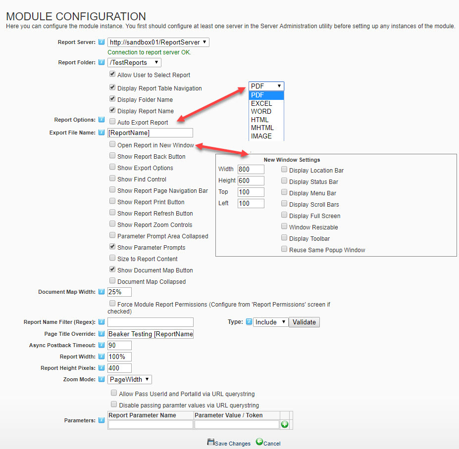 Module Configuration screenshot